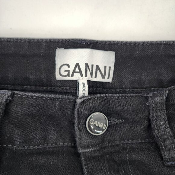 GANNI Cutye Cropped Jeans High Rise Black Organic Cotton - Picture 5 of 7